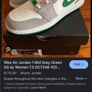 Nike Air Jordan 1 Mid Gray and Green Shoes